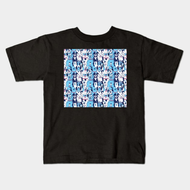 Funny Pattern with Dogs Kids T-Shirt by edwardecho